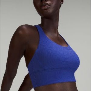 Lululemon longline energy bra ribbed blue, size 6